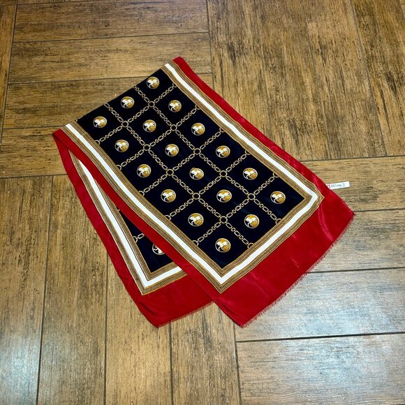 Foulards Pierre Baccara Vintage Equestrian 100% Silk Lyon Rectangular Scarf - Picture 10 of 10